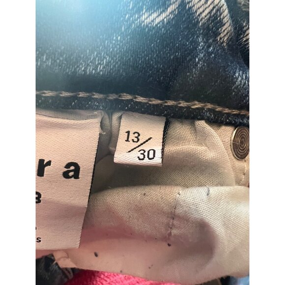 Petra 153 Jeans Distressed High-Rise Flare-Leg Jeans size 13/30 acid wash button - Picture 9 of 11